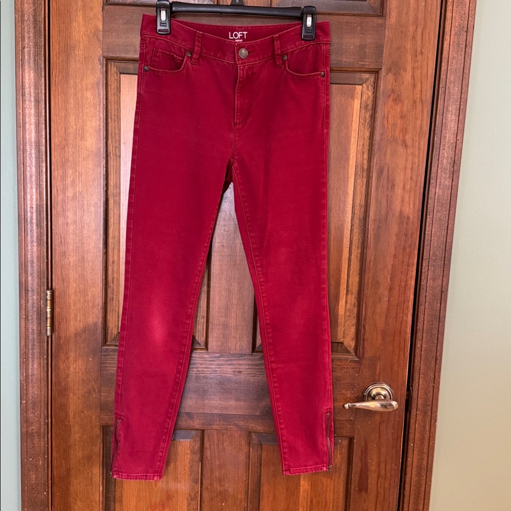 LOFT Women's Red Leggings Jeans, 2